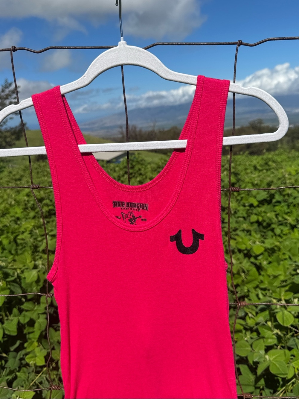 Y2K grunge Pink True Religion Jeans Ribbed Tank Top Large - Picture 2 of 4